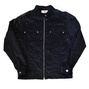 Quacker Factory XS Black Velvet Rhinestone Full Zipper Jacket Corduroy Velour